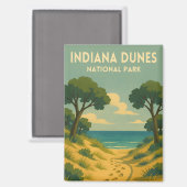 Retro Vintage Travel Indiana Dunes National Park Magnet (Vorderseite/Rückseite)