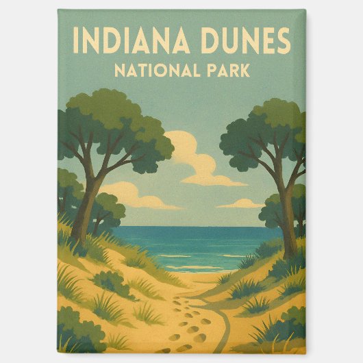 Retro Vintage Travel Indiana Dunes National Park Magnet (Vorderseite)