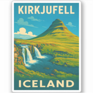 Retro Vintage Travel Island Kirkjufell Berg Aufkleber