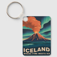 Retro Vintage Travel Island Vulkanlandschaft