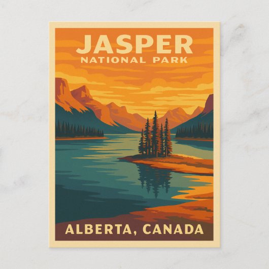 Retro Vintage Travel Jasper Nationalpark Landschaf Postkarte (Vorderseite)