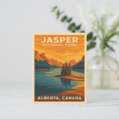 Retro Vintage Travel Jasper Nationalpark Landschaf Postkarte (Stehend Vorderseite)