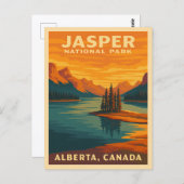 Retro Vintage Travel Jasper Nationalpark Landschaf Postkarte (Vorne/Hinten)