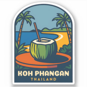 Retro Vintage Travel Koh Phangan Island Thailand Aufkleber