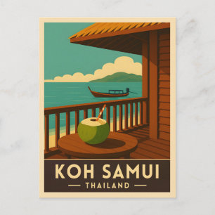 Retro Vintage Travel Koh Samui Insel Thailand Postkarte