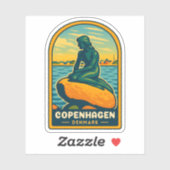 Retro Vintage Travel Kopenhagen Dänemark Mermaid Aufkleber (Blatt)