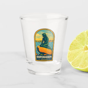 Retro Vintage Travel Kopenhagen Dänemark Mermaid Schnapsglas