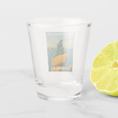 Retro Vintage Travel Kopenhagen Dänemark Mermaid Schnapsglas (Rückseite)