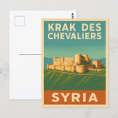 Retro Vintage Travel Krak des Chevaliers Postkarte (Vorne/Hinten)