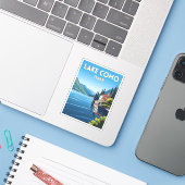 Retro Vintage Travel Lake Como Italien Landschaft Aufkleber (Laptop mit iPhone)