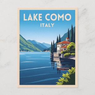 Retro Vintage Travel Lake Como Italien Landschaft Postkarte