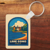 Retro Vintage Travel Lake Como Italien Landschaft Schlüsselanhänger (Rückseite)