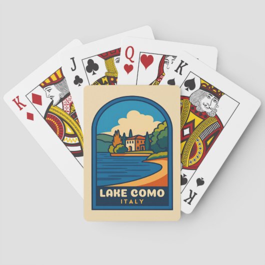 Retro Vintage Travel Lake Como Italien Landschaft Spielkarten (Rückseite)