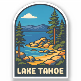 Retro Vintage Travel Lake Tahoe Landschaftlich Aufkleber