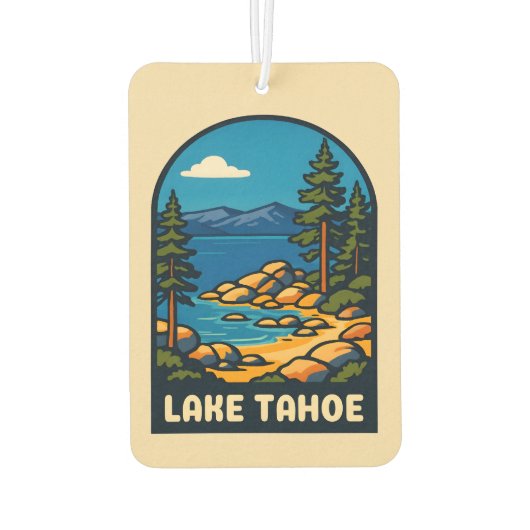 Retro Vintage Travel Lake Tahoe Landschaftlich Autolufterfrischer (Rückseite)