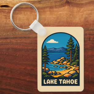 Retro Vintage Travel Lake Tahoe Landschaftlich Schlüsselanhänger