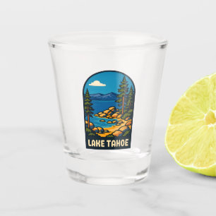 Retro Vintage Travel Lake Tahoe Landschaftlich Schnapsglas
