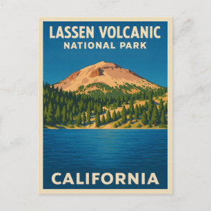 Retro Vintage Travel Lassen Volcanic National Park Postkarte