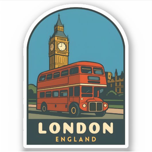 Retro Vintage Travel London Big Ben England Aufkleber (Vorderseite)