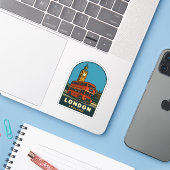 Retro Vintage Travel London Big Ben England Aufkleber (Laptop mit iPhone)