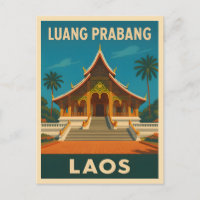 Retro Vintage Travel Luang Prabang Laos Tempel