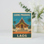Retro Vintage Travel Luang Prabang Laos Tempel Postkarte (Stehend Vorderseite)