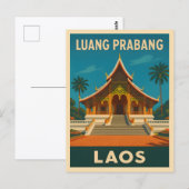 Retro Vintage Travel Luang Prabang Laos Tempel Postkarte (Vorne/Hinten)