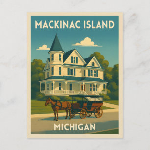Retro Vintage Travel Mackinac Insel Michigan Postkarte