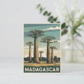 Retro Vintage Travel Madagaskar Baobab Tree Postkarte (Stehend Vorderseite)