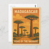 Retro Vintage Travel Madagaskar Baobab Tree Sunset Postkarte (Vorne/Hinten)
