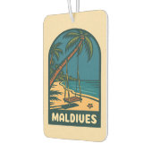 Retro Vintage Travel Maldives Island Beach Landsch Autolufterfrischer (Links)