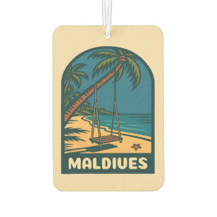 Retro Vintage Travel Maldives Island Beach Landsch Autolufterfrischer