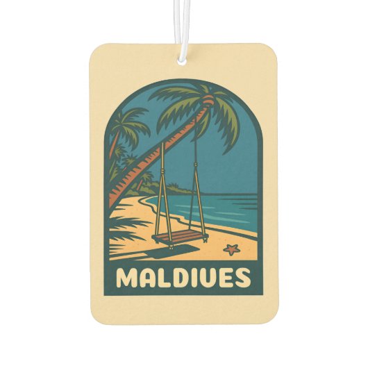 Retro Vintage Travel Maldives Island Beach Landsch Autolufterfrischer (Rückseite)