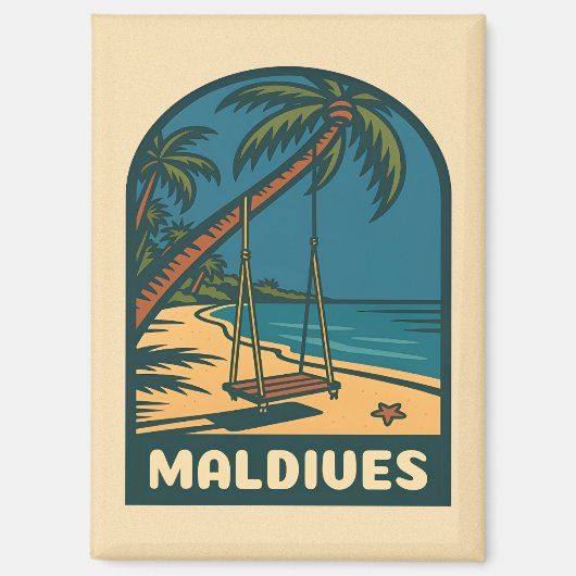 Retro Vintage Travel Maldives Island Beach Landsch Magnet (Vorderseite)