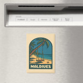 Retro Vintage Travel Maldives Island Beach Landsch Magnet (In Situ (Geschirrspüler))