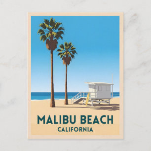 Retro Vintage Travel Malibu Beach California Küste Postkarte