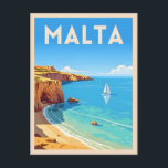 Retro Vintage Travel Malta Seaside Landschaft Postkarte<br><div class="desc">Mit dieser inspirierten Postkarte mit Retroausgabe,  die die Insel Malta beherbergt,  können Sie den Geist des Mittelmeers erfassen. Inmitten nostalgischer Atmosphäre und Vintagem Charme ist dieses Stück perfekt für Wanderfreunde,  Liebhaber der Retro-Ästhetik und für diejenigen,  die endlose Sommervibes jagen.</div>