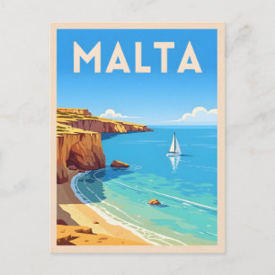 Retro Vintage Travel Malta Seaside Landschaft Postkarte