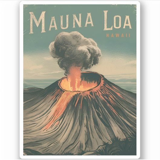 Retro Vintage Travel Mauna Loa Hawaii Aufkleber (Vorderseite)