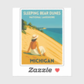 Retro Vintage Travel Michigan Sleeping Bear Dunes Aufkleber (Blatt)