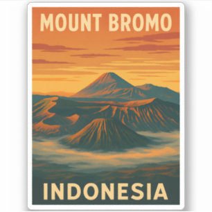 Retro Vintage Travel Mount Bromo Indonesia Vulkan Aufkleber
