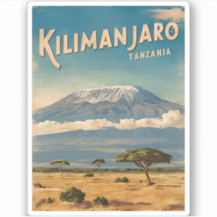 Retro Vintage Travel Mount Kilimanjaro Afrika Aufkleber