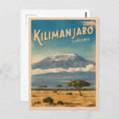 Retro Vintage Travel Mount Kilimanjaro Afrika Postkarte (Vorne/Hinten)