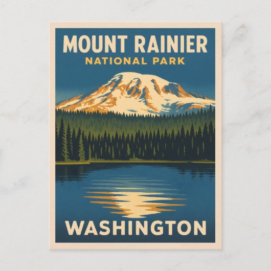 Retro Vintage Travel Mount Rainier Nationalpark Postkarte (Vorderseite)