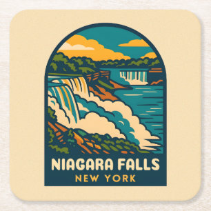 Retro Vintage Travel Niagara Falls New York Rechteckiger Pappuntersetzer