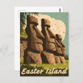 Retro Vintage Travel Osterinsel Chile Postkarte (Vorne/Hinten)