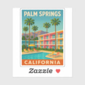 Retro Vintage Travel Palm Springs Aufkleber (Blatt)