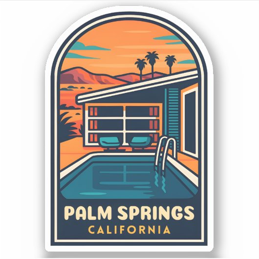 Retro Vintage Travel Palm Springs California Aufkleber (Vorderseite)