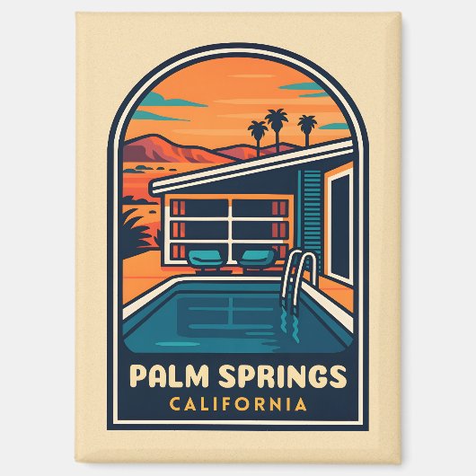 Retro Vintage Travel Palm Springs California Magnet (Vorderseite)