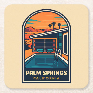 Retro Vintage Travel Palm Springs California Rechteckiger Pappuntersetzer